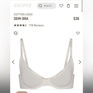 skims cotton logo demi bra 🤍🤍
